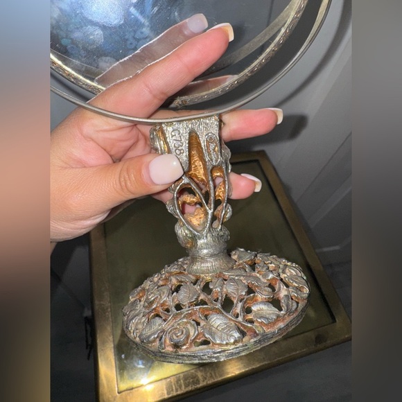 Matson Rose Floral Filigree Vanity Mirror Hollywood Regency Vintage - Picture 5 of 8
